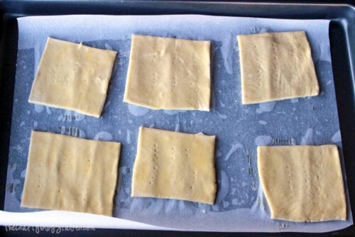 puff pastry sheets on a baking sheet