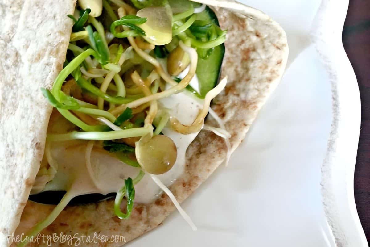 Fresh sprouts on a veggie wrap.