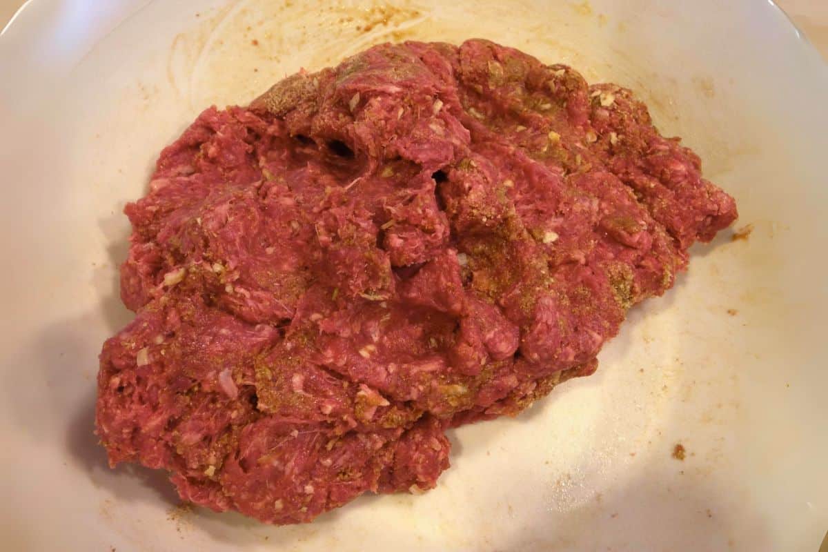 Meatloaf ingredients well combined.