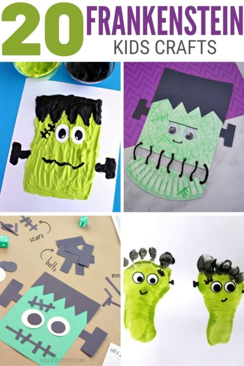 title image for 20 Frankenstein Crafts for Kids: Nice-and-Easy Halloween Projects