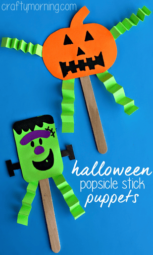 halloween popsicle stick puppet craft for kids