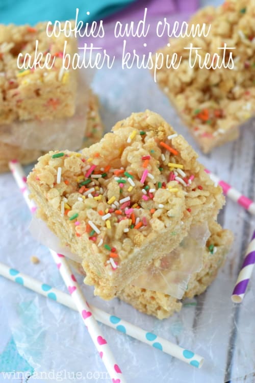 Cookies and Cream Cake Batter Krispie Treat