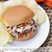 This Slow Cooker BBQ Shredded Chicken has the unique addition of fall spices and is sure to be a hit with the whole family this season! Get the recipe at CherishedBliss.com