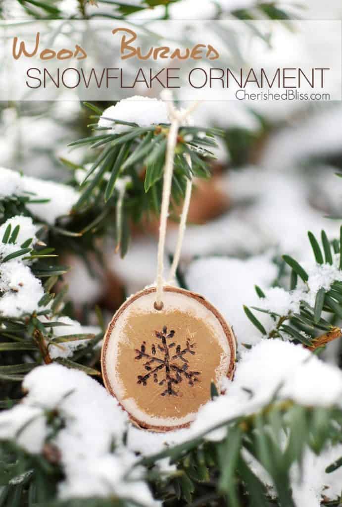 Wood Burned Snowflake Ornament