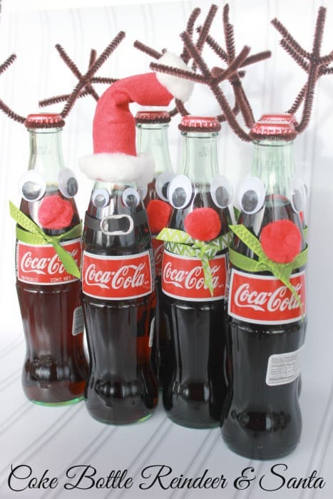 Coke Bottle Reindeer and Santa.