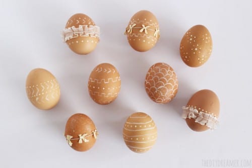 Decorative Eggs with Paint and Ribbon