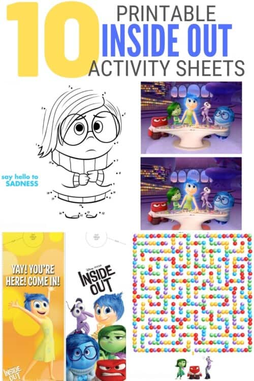 title image for Fun Printable Activity Sheets For Disney Pixar's Inside Out