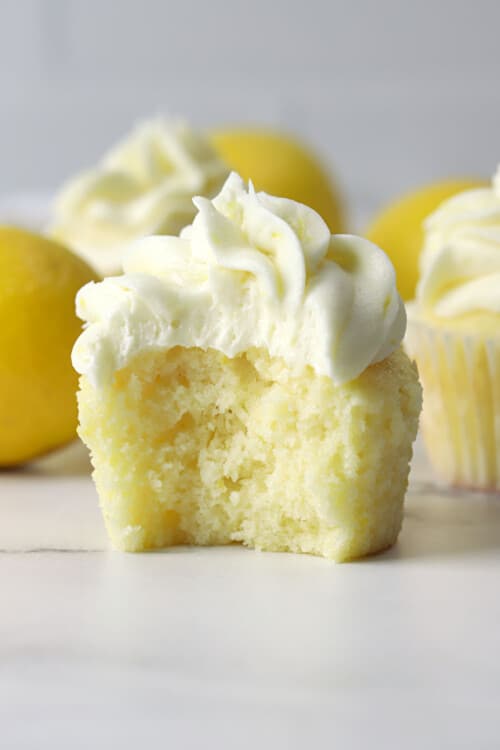 lemon cupcake with bite missing