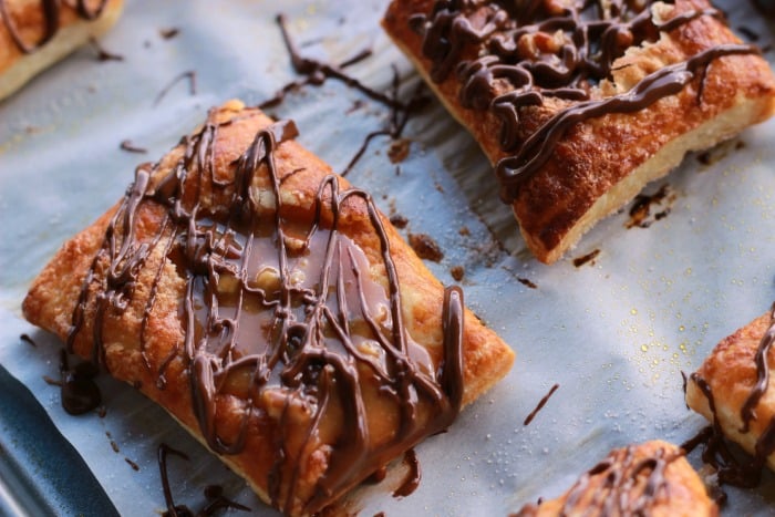 Chocolate caramel pecan pastries.