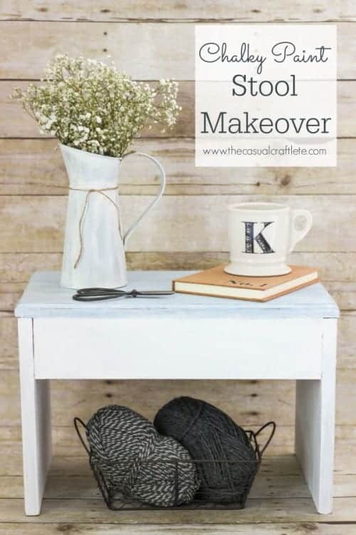 chalky paint stool makeover