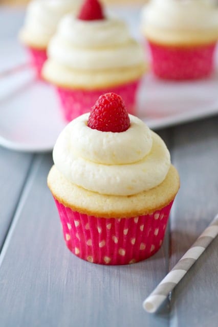 Lemon Cupcakes with Raspberry Filling
