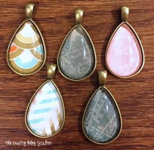 image of 5 different DIY jewelry pendants
