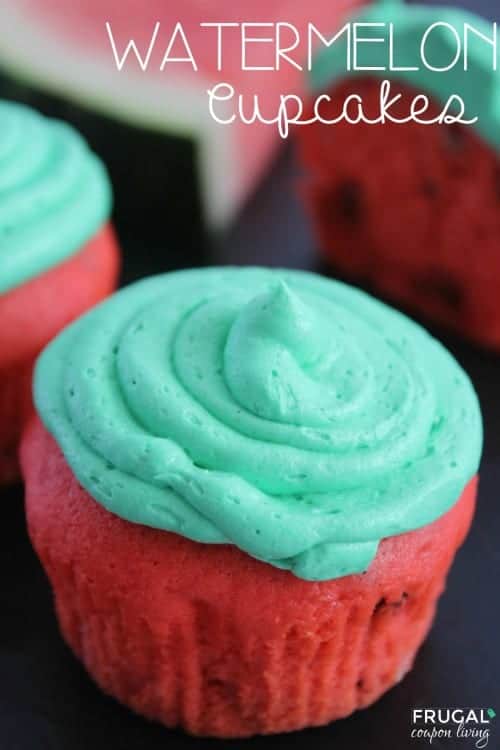 Watermelon Cupcakes with Chocolate Chips