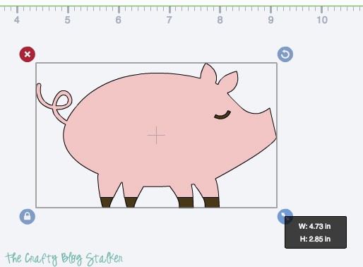 Screen shot of a pig shape on Cricut Design Space.