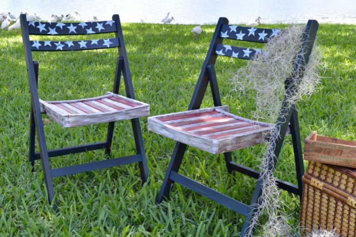 Stars and stripes painted folding chairs.