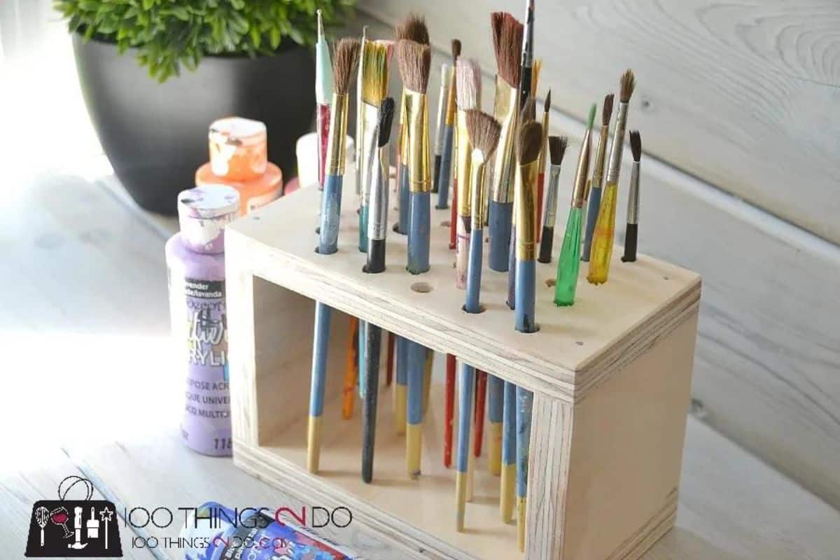 Paint Brush Storage.