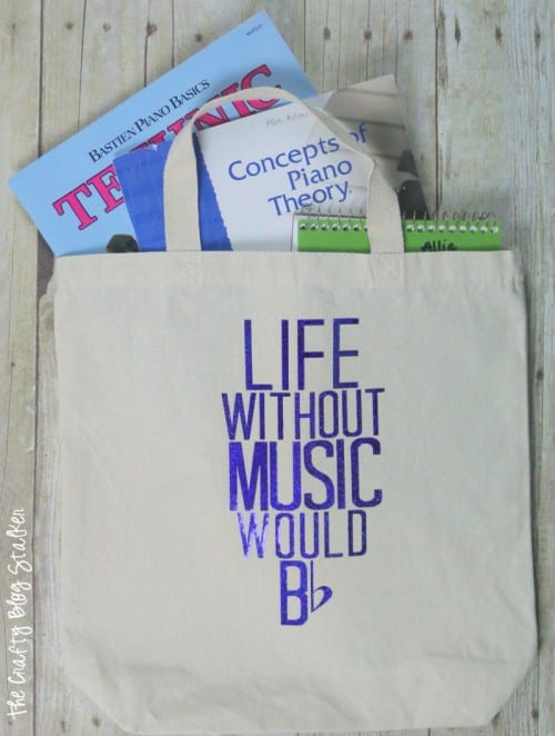 finished music lesson tote bag