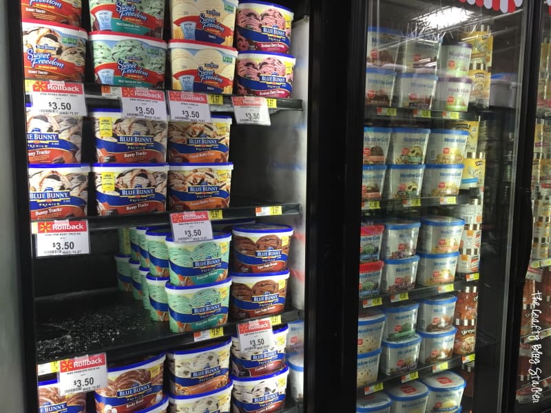 image of blue bunny ice cream in grocery freezers