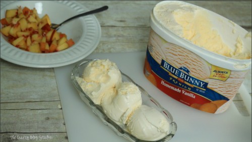 image of three scoops of blue bunny homemade vanilla ice cream