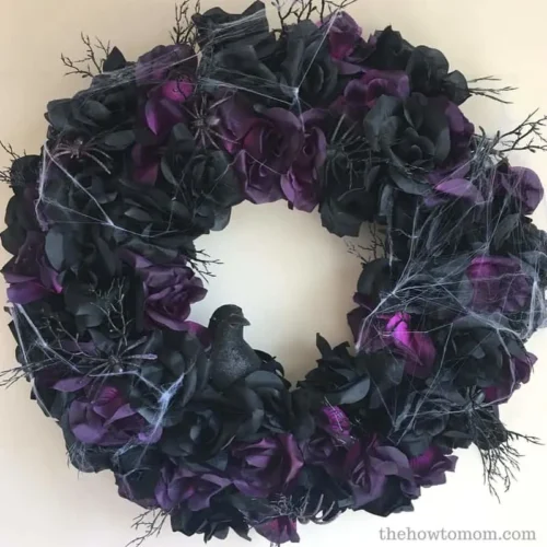 Black Rose and Spiders Halloween Wreath 