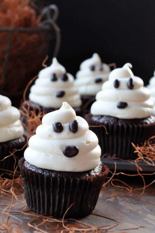 Ghosts on Halloween Carrot Cake Cupcakes