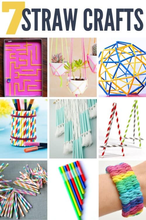 title collage image for 20 Easy Drinking Straw Crafts You Can Make At Home