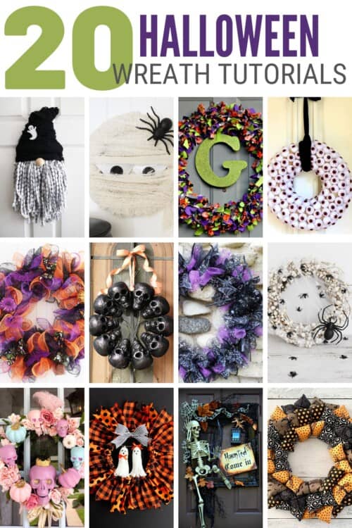 title collage image for 20 of the Best Halloween Wreath Ideas with Complete Tutorials