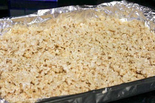 rice Krispies in a foil lined pan