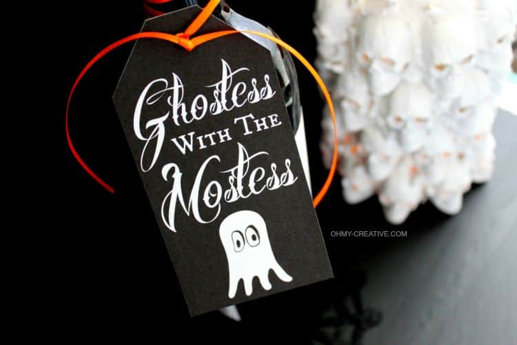 Use this Free Halloween Printable Gift Tag to attach to a bottle or gift bag for a Halloween hostess gift.