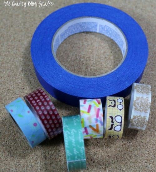 image seven rolls of washi tape in different colors and patterns