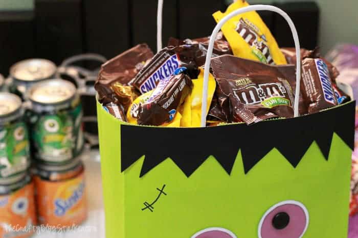 Frankenstein Treat Bag filled with candy.