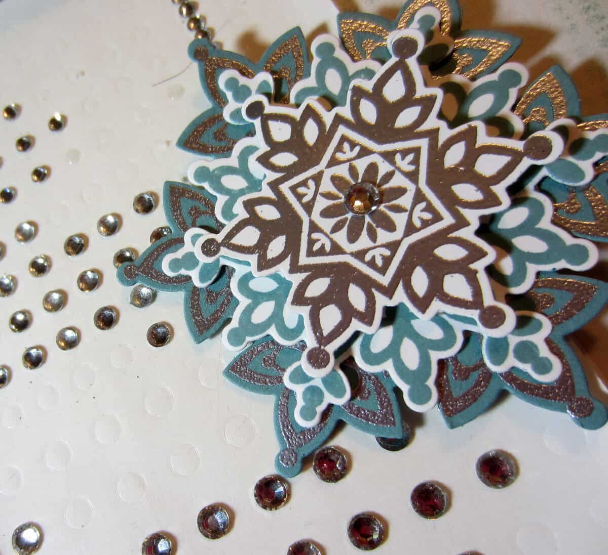 layered snowflake with sticky gems