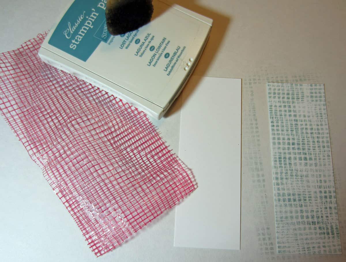 using mesh as a stencil on paper with a sponge dauber