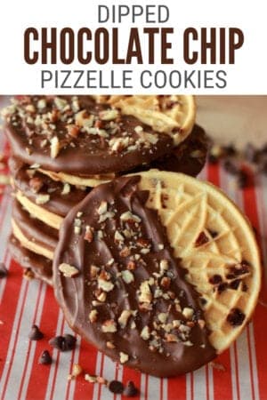Dipped Chocolate Chip Pizelle Cookies