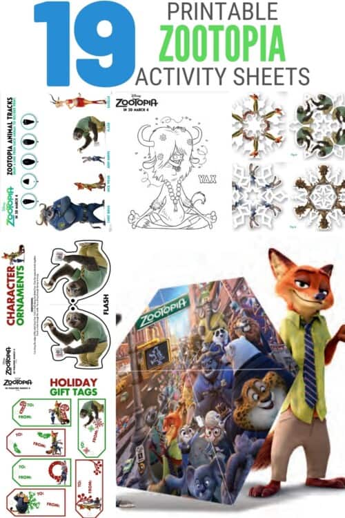 title image for 19 Zootopia Activity & Coloring Printables