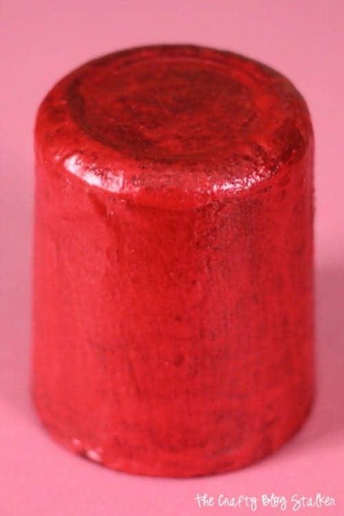 red metallic paint on a votive candle holder