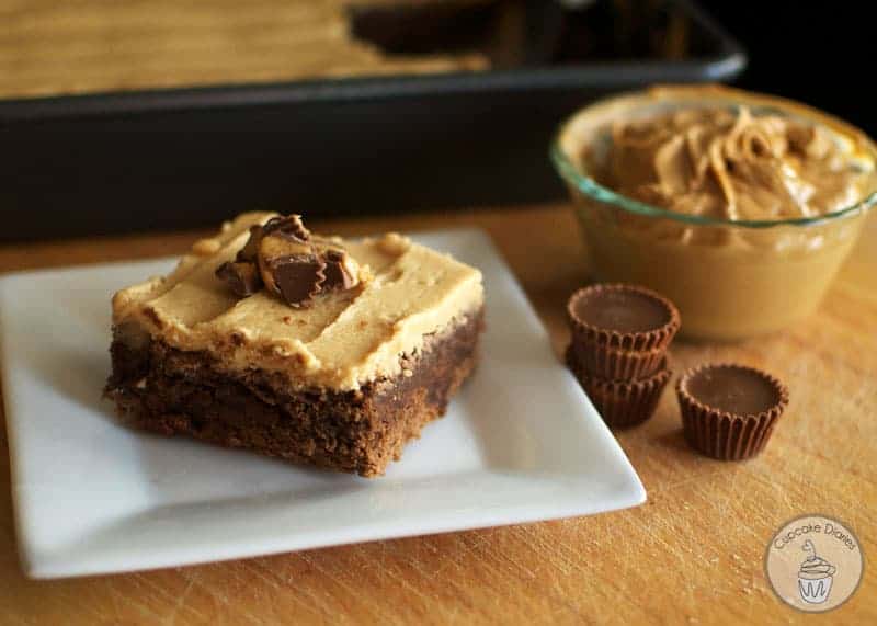 peanut butter cup brownies with peanut butter frosting 