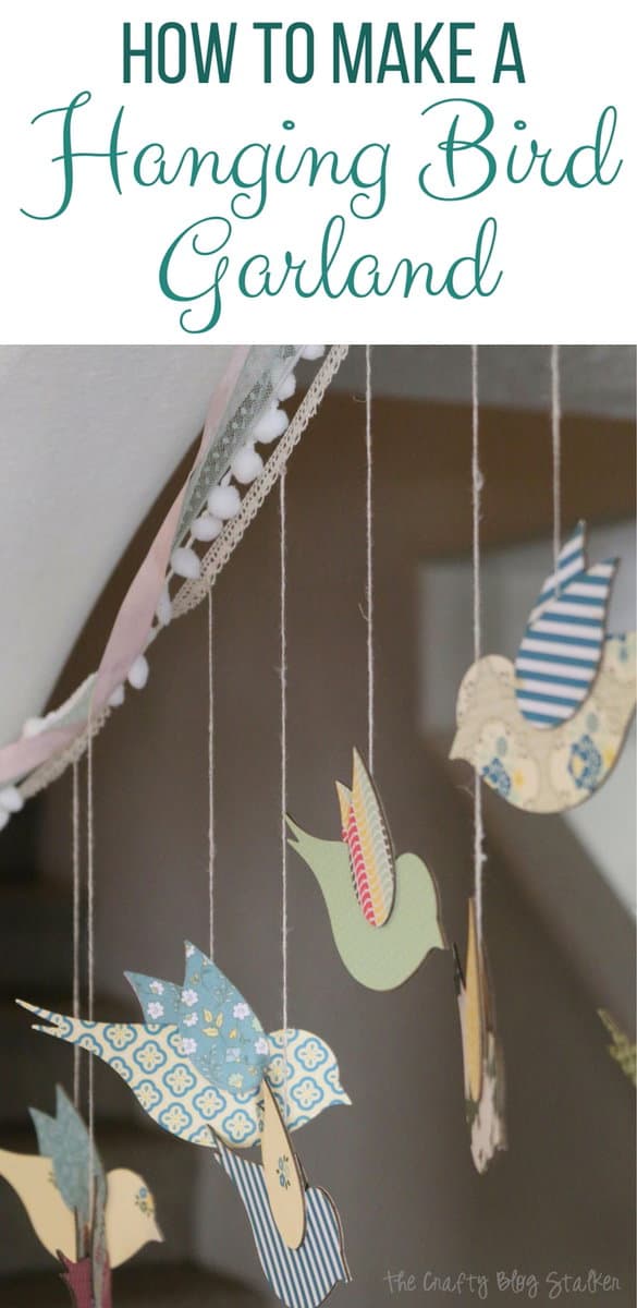 Hanging Bird Garland from the Flock Together Apostrophe S Craft Kit. Easy DIY craft tutorial idea for home decor, nursery decor or party decor.