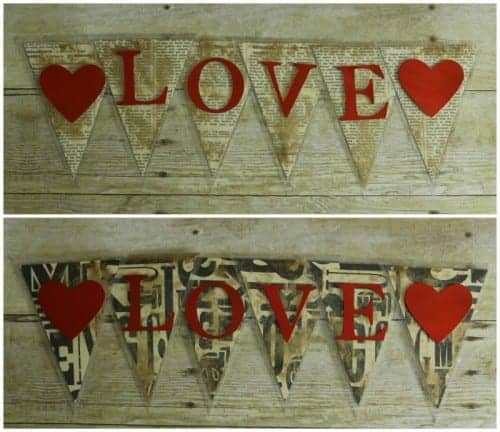 both sides of the love banner pieces