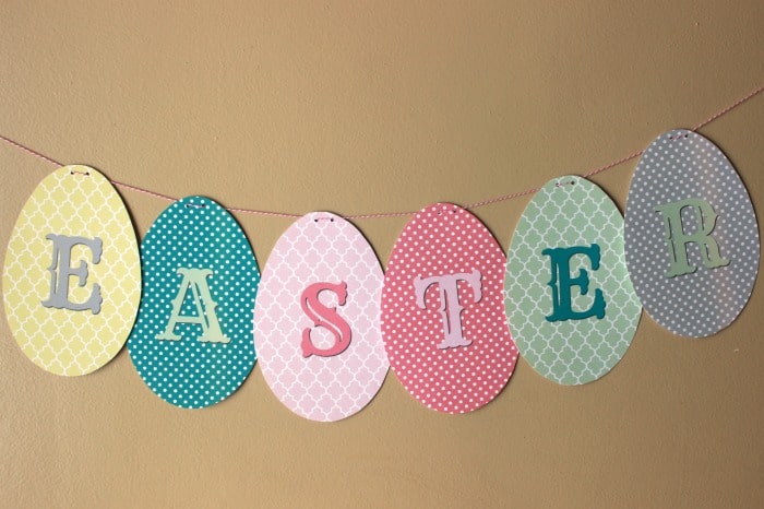 Easter Banner with a single letter on each egg shaped piece.