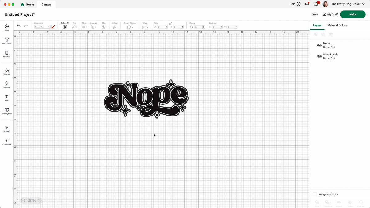 Cricut Design Space canvas displaying a retro