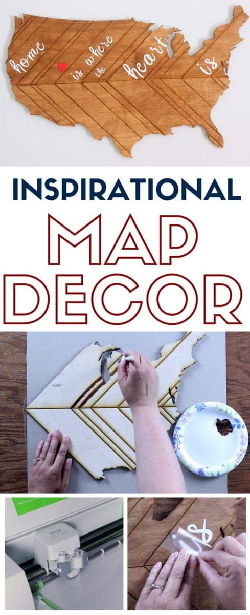 Inspirational Map Decor | United States | Laser-Cut Wood Map | DIY Home Decor