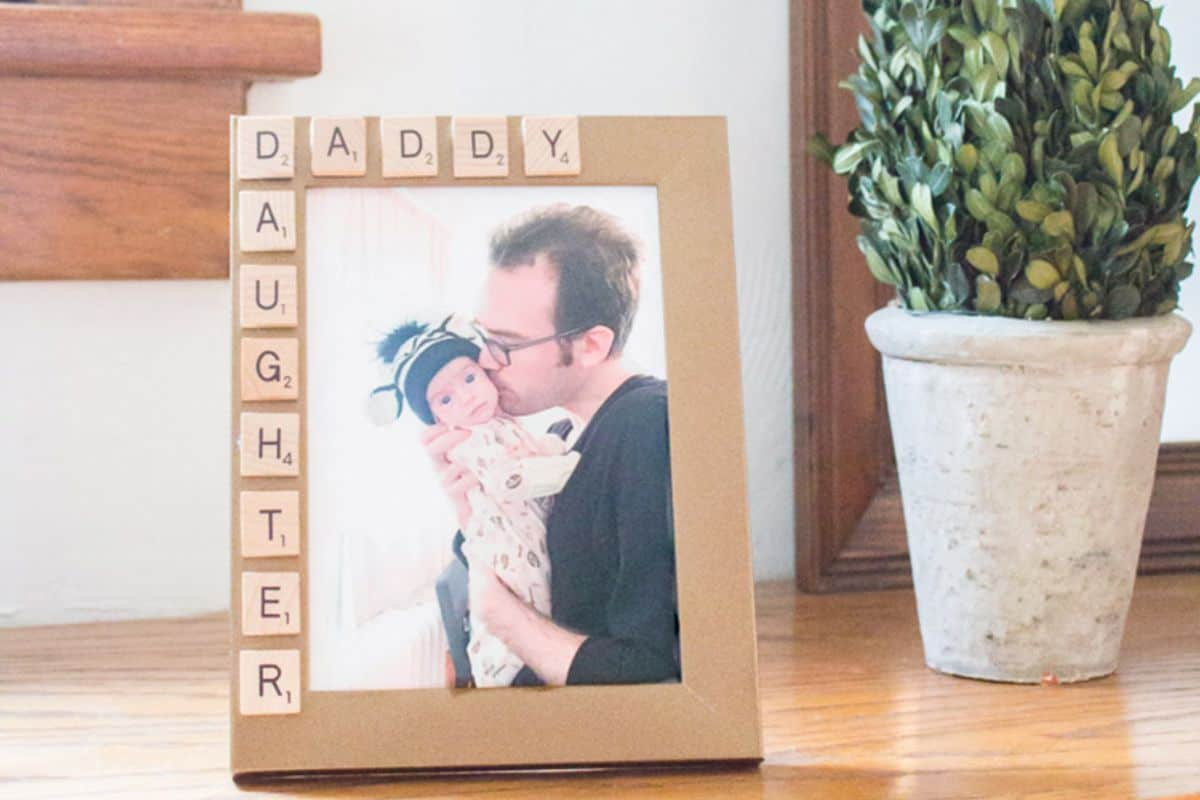Father's Day Picture Frame with scrabble tiles.