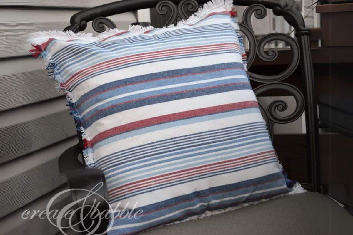 Striped fabric pillow for home decor.