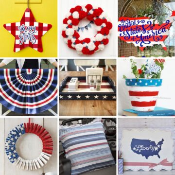 Collage with 9 Patriotic crafts to make and sell.