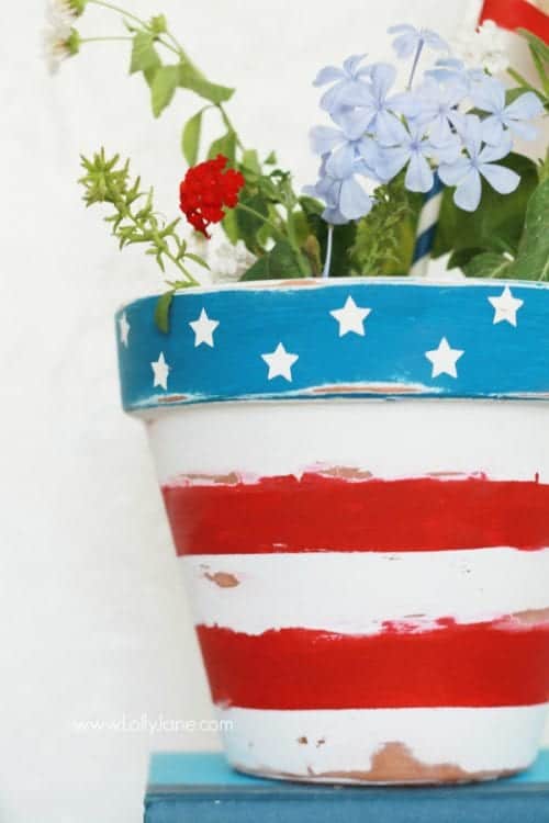 image of Stars and Stripes Patriotic Flower Pot