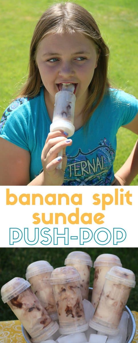 Delicious Banana Split Sundae Push Pops help beat the heat this summer. This recipe is easy to follow and sure to please. A great dessert or snack recipe.