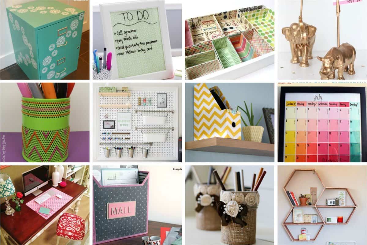 Title collage image for 20 of the Best Office Craft Ideas for Your Home Office.