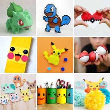 Collage with 9 pokemon crafts.
