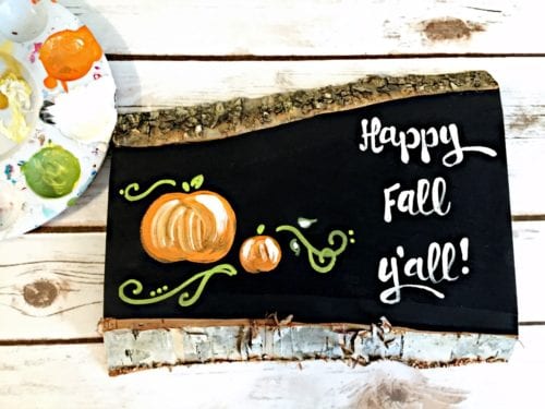 finished Happy Fall Y'all hand-painted sign